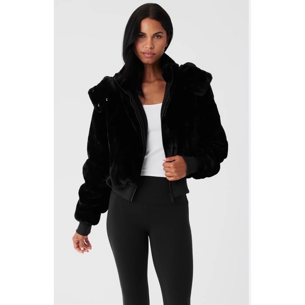 Alo Yoga Faux Fur Foxy Jacket Black Sz S